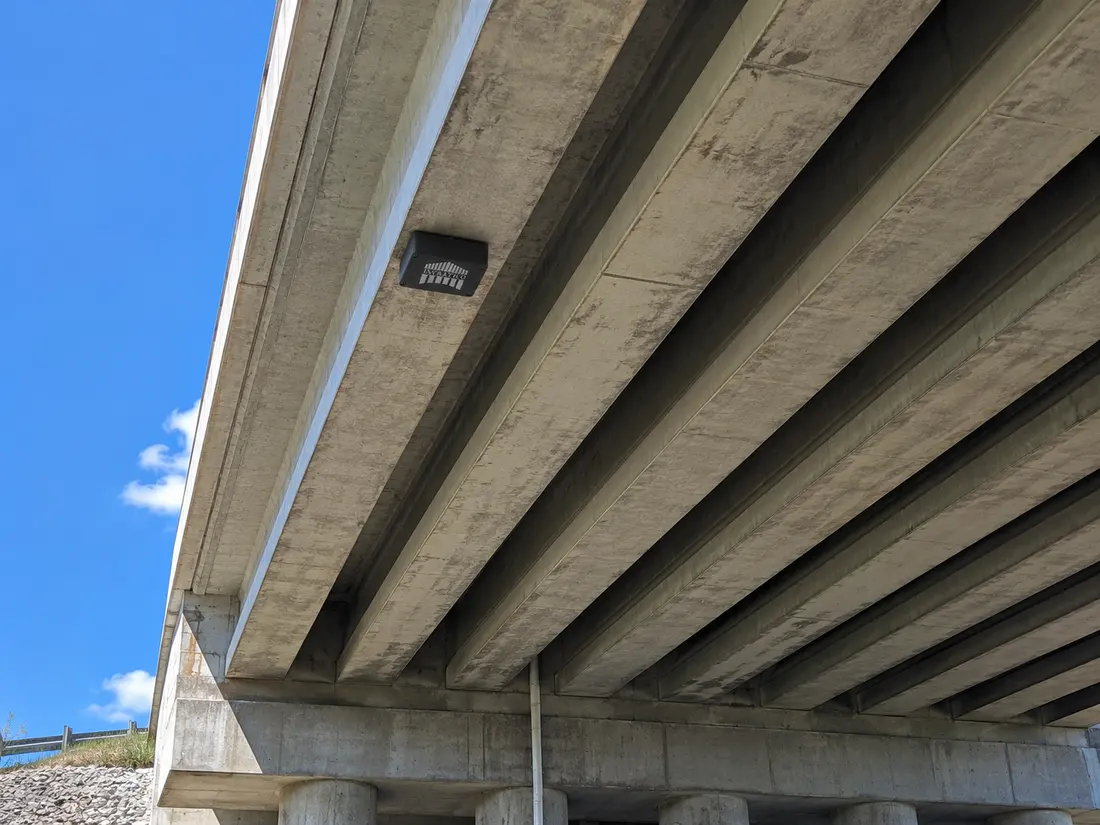 Infratico sensor installed below concrete bridge girders