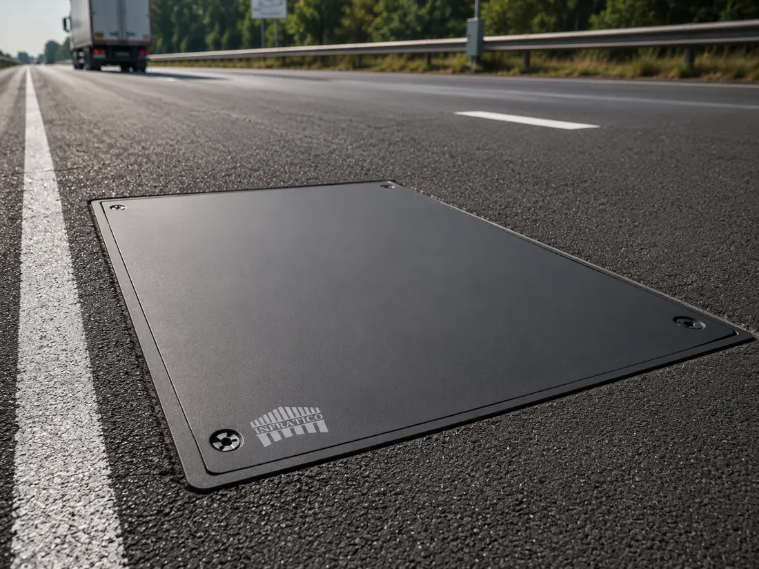 Infratico weigh-in-motion plate installed in a roadway